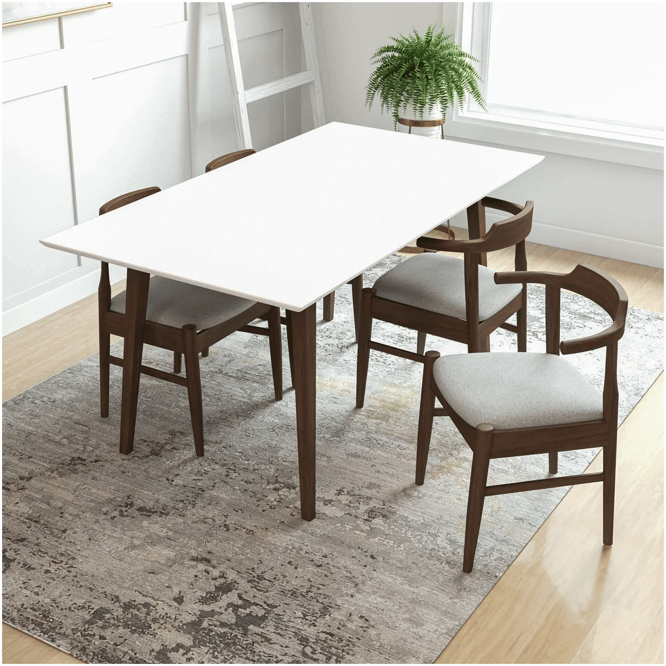 47 Inch Mid-Century Modern Dining Table, Solid Wood Kitchen Table for ...