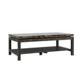 thumbnail image 1 of 47 Inch Modern Coffee Table, Faux Marble Top, Open Bottom Shelf, Black- Saltoro Sherpi, 1 of 6