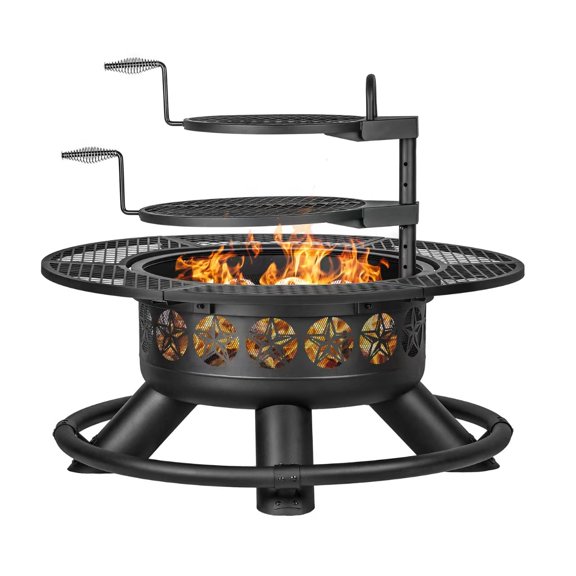 47 Inch Outdoor Fire Pit With 2 Grills Extra Large Bbq Firepits