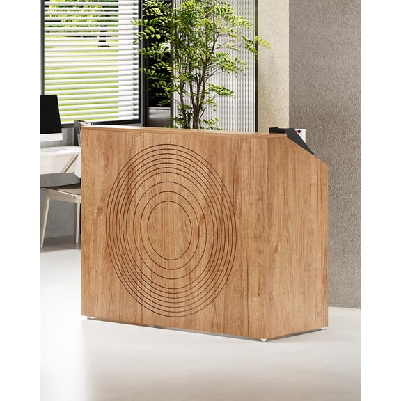 47-Inch Reception Desk with Counter, Oak Front Desk for Office and Salon