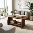 thumbnail image 1 of 47 Inch Rectangular Coffee Table with Storage Shelf - Modern Minimalist Wood Design, 1 of 8
