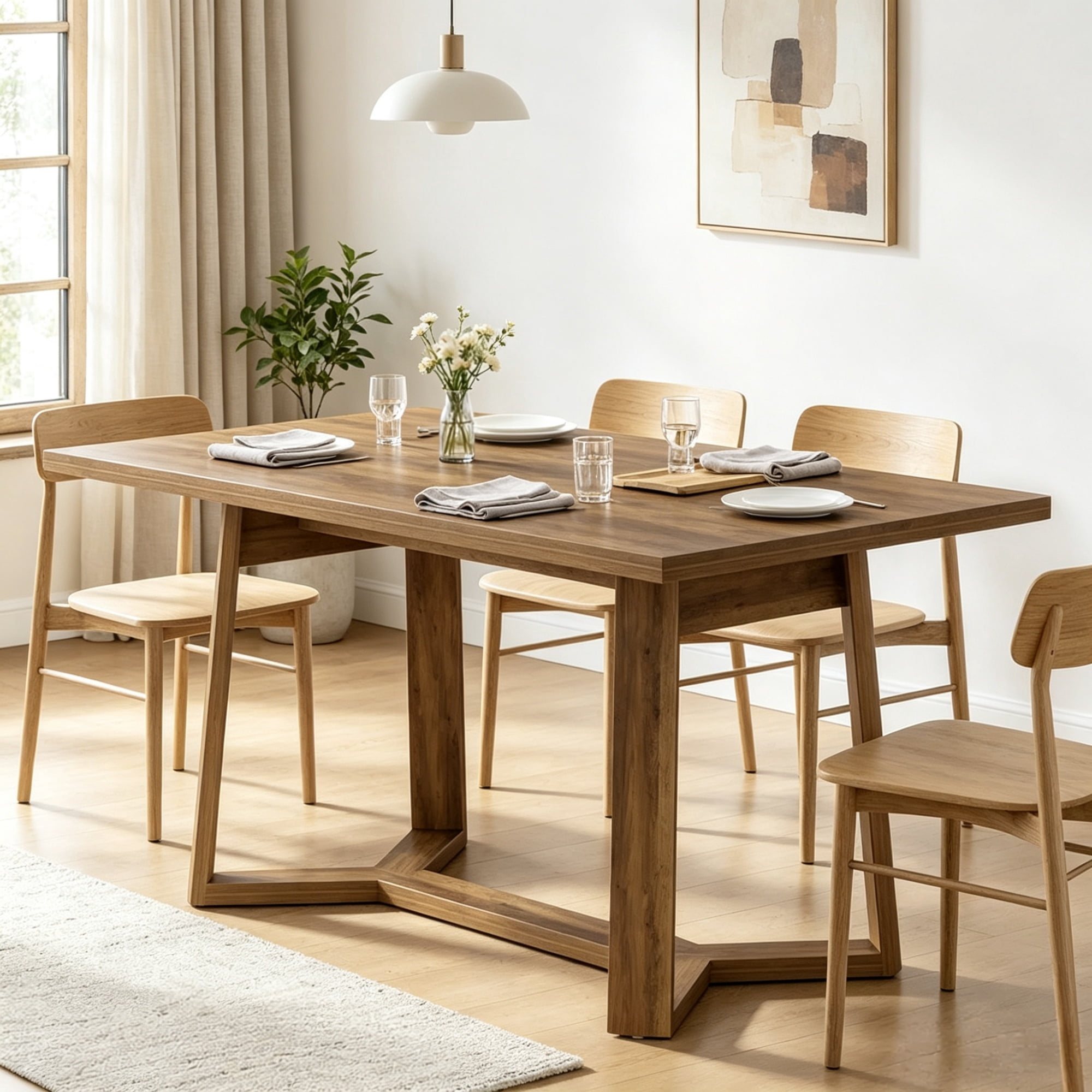 47 Inch Rectangular Dining Table with Sturdy Base