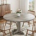 thumbnail image 1 of Round Dining Table for 4, 47 Inch Farmhouse Kitchen Table with Wood Tabletop and Stable Base, Circle Dinning Room Table for Home Dining Room Living Room, Grey, 1 of 7