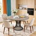 thumbnail image 1 of 47 Inch Round Dining Table For 4-6 People Industrial Kitchen Table With Thickened Tabletop Sturdy Metal Base Modern Dining Room Table For Home Office Meeting (Grey), 1 of 7