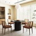 thumbnail image 1 of 47 Inch Round Dining Table, Farmhouse Fluted Dining Kitchen Table, Modern Wood Small Circle Dining Table for Kitchen Living Room, Black, 1 of 6
