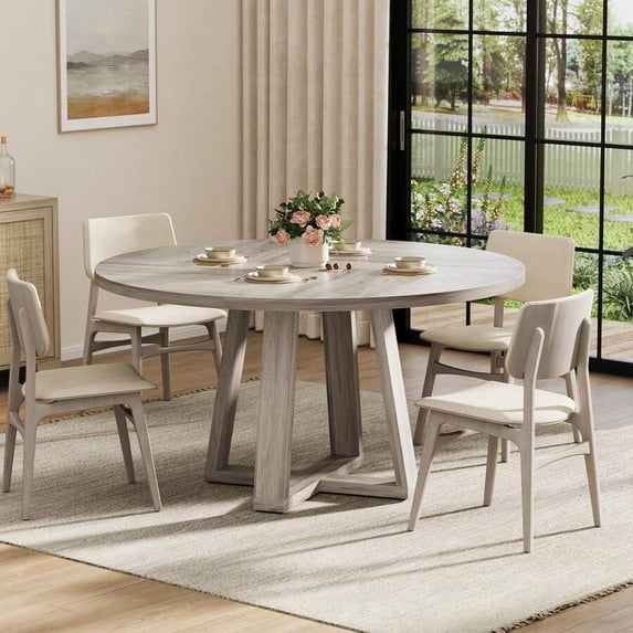47 Inch Round Dining Table For 4-6 People, Circle Kitchen Table With ...
