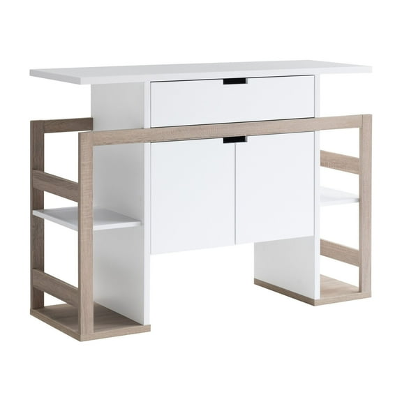 47 Inch Serving Cabinet Buffet Sideboard Console, 4 Shelves, White, Gray