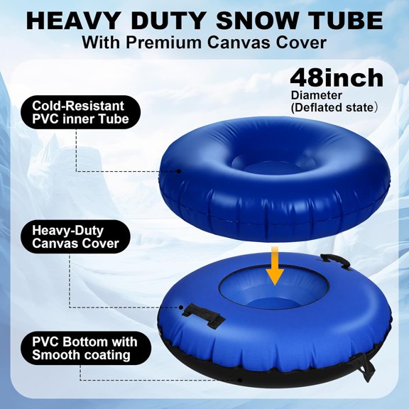 47 Inch Snow Tubes Inflatable Snow Sled with Handles for Kids Adults Thick Heavy Duty Bottom Sleds Outdoor Winter Toys for Sledding Skiing Sports$$Sport & Recreation Other