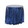 thumbnail image 1 of 47 Inch Sparkling Round Sequin Tablecloth - Dark Blue Glitter Cover for Eye-Catching Wedding & Birthday Party Decor, Dessert Table Centerpiece, Holiday Celebration Accent, 1 of 4