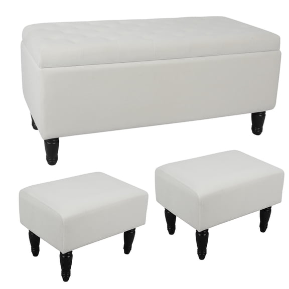 47 Inch Tufted Velvet Storage Ottoman Bench Solid Wood Leg Soft Close Hinge Multi-Room Entryway Bedroom End of Bed Seat