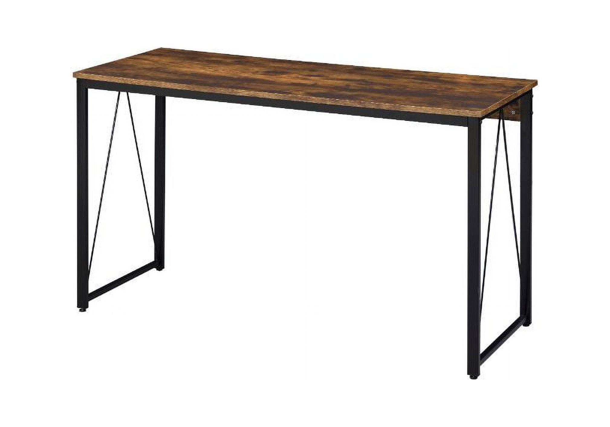 Rustic Brown Adjustable Height Wood Desk with Hutch and Drawer