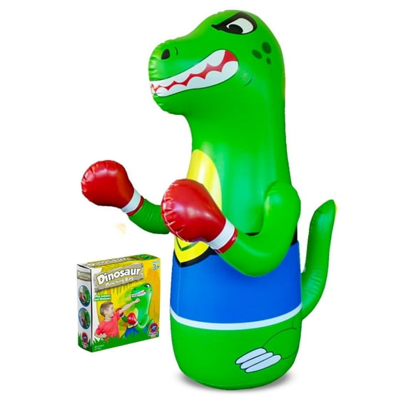 47" Inflatable Dinosaur Punching Bag for Kids - Durable Blow Up Kids Punching Bag with Bounce Back Base - Inflatable Indoor Outdoor Active Toddler Bop Play Toy