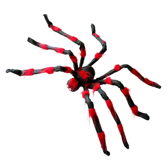 47" Giant Realistic Halloween Spider Decor with Red Eyes - Extra Large Hairy Scary Spider for Indoor Outdoor Yard, Haunted House & Halloween Party Decorations
