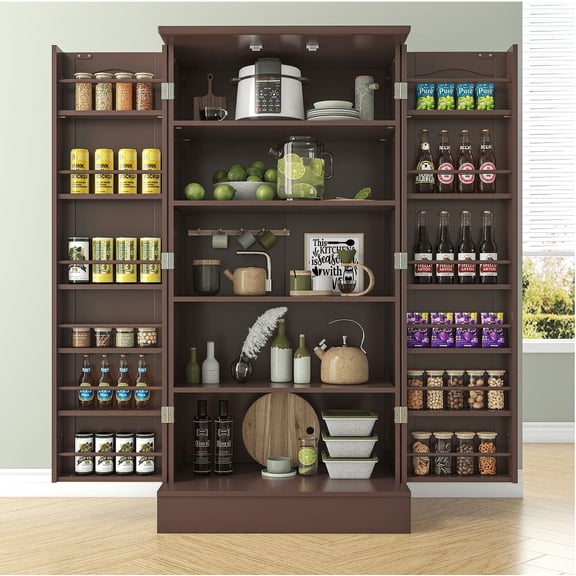 47” Kitchen Pantry Cabinet, Cabinets with Doors & Adjustable Shelves, Buffet Cupboards Sideboard