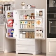 thumbnail image 1 of 47" Small Kitchen Storage Cabinets with Doors and Shelves Clearance, Noelse Wooden Craft Organization and Storage Cabinet with 2 Drawers for Craft Room and Dining Room, 1 of 11