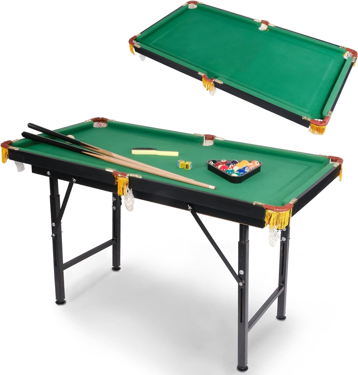 47"(L) Folding Billiard Table Space Saving Pool Game Table for Kids and