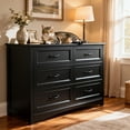thumbnail image 1 of 6 Drawer Dresser for Bedroom, Aiho Chest of Drawers with Metal Handle & Anti-Tip Storage Cabinet for Living Room, Nursery, Hallway, Black, 1 of 7