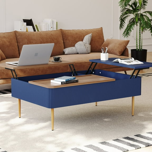 47" Lift Top Coffee Table with 3 Large Storage Compartments and 2 Lift-up Tabletops for Living Rooms, Center Table, Blue