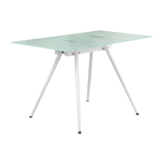 47" Long White Desk with Glass Top / Modern Design for Home Office