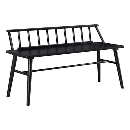 47" Low Back Solid Wood Spindle Bench - Black
