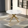 thumbnail image 1 of 47" Luxurious Round Modern Faux Marble Dining Table,White Table with Golden Leg, 1 of 6