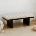 thumbnail image 1 of 47" Modern Bed , Dining  with Black Legs, Upholstered Linen  End of Bed Stool for Bedroom, Living Room, Entryway, Beige, 1 of 6