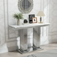 thumbnail image 1 of 47" Modern Faux Marble Console Table, Rectangular Top & Pillar Stainless Steel Base, Narrow Entryway Table for Entrance, Hallway, Foyer, or Living Room, 1 of 6
