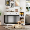 47" Modern Large Wooden Dog Crate Furniture with 2 Drawers, 4 Open ...