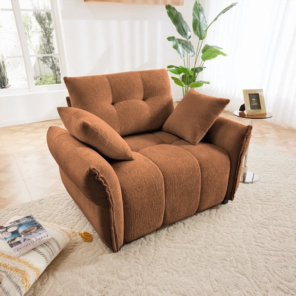 Modern Single Seater Sofa 47" with High-Resilience Cushions and Burnt Orange