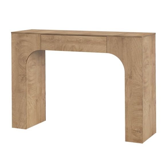 47" Narrow Console Table with Drawer, Wood Sofa Table Behind Couch for Entryway, Hallway or Living Room, Industrial Farmhouse Rectangular Accent Storage Table - Oak Tree