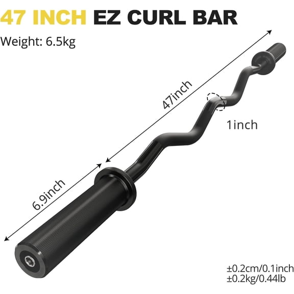 2 Inch Curl Bar with Weights 47", 300LBS Weight Capacity Olympic  Curl Barbell for Bicep, Tricep and Weight Lifting Exercises