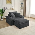 thumbnail image 1 of 47" Oversized Chaise Lounge Chair Indoor, Holaki Fluffy Corduroy Upholstered Springs Sofa Bed with Ottoman & Pillows, Modern Comfy Cloud Sofas Couches for Living Room, Bedroom, Black, 1 of 9
