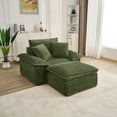 thumbnail image 1 of 47" Oversized Chaise Lounge Chair Indoor, Holaki Fluffy Corduroy Upholstered Springs Sofa Bed with Ottoman & Pillows, Modern Comfy Cloud Sofas Couches for Living Room, Bedroom, Green, 1 of 9