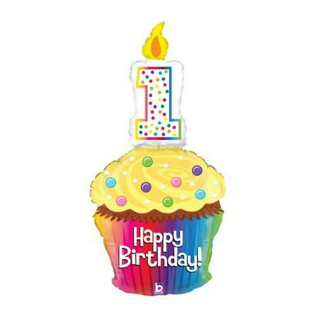 47" Packaged Cupcake Happy First Birthday Balloon