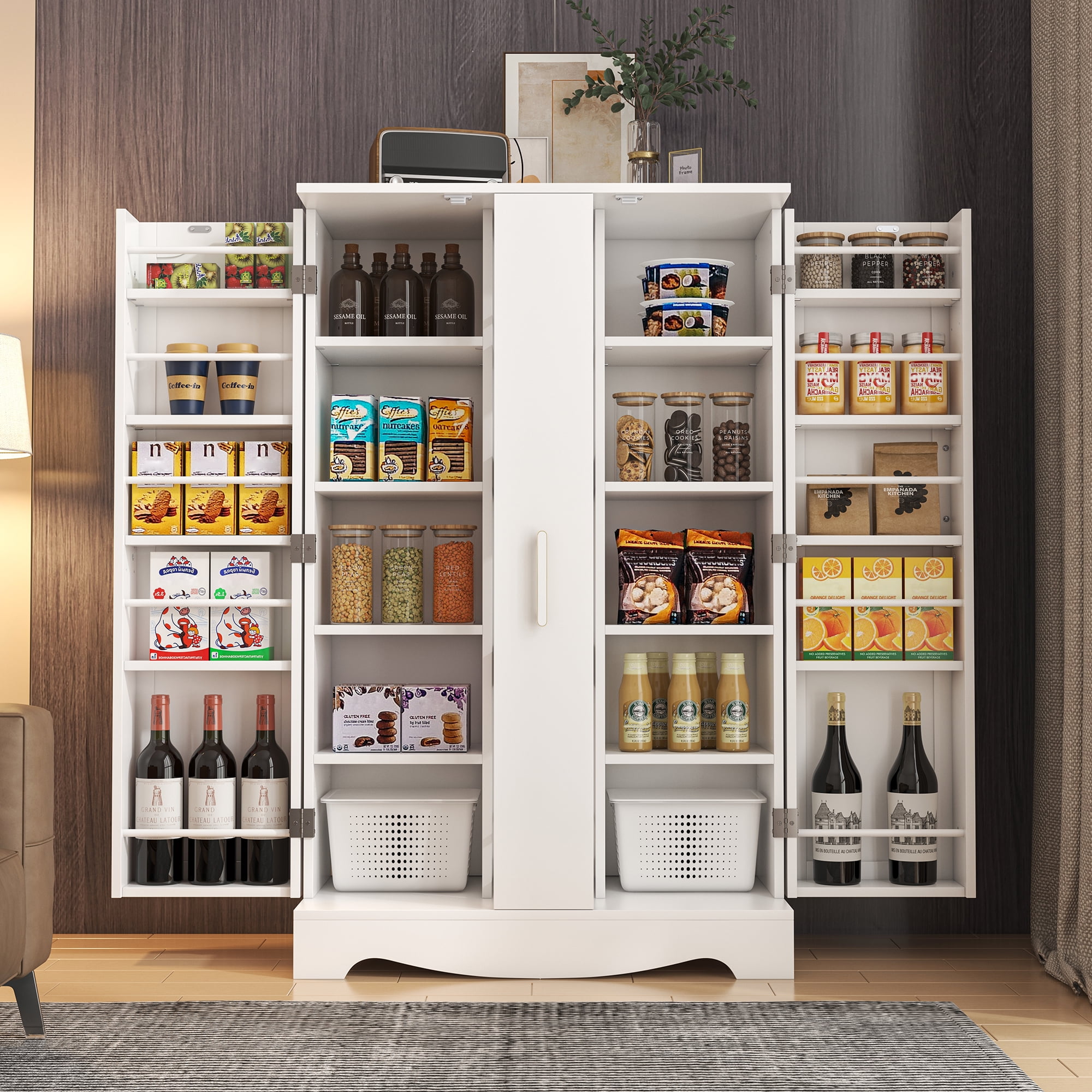 47” Pantry Storage Freestanding Kitchen Pantry with