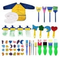 thumbnail image 1 of 47 Pcs Children Sponge Painting Brushes Set Paint Apron Toys Crafts Kits Toddler Painting Tools, 1 of 8
