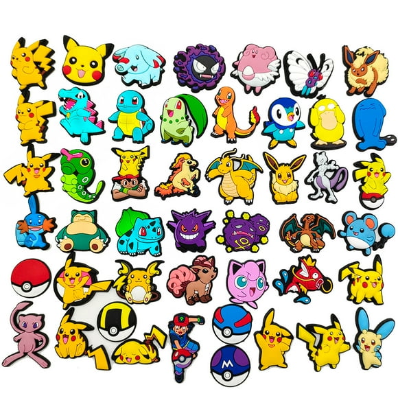 47 Pcs Pokemon Cartoon PVC Shoe Charms for Clog Sandals, Cute Shoes Decoration Charms for Teen Adults Party Gifts