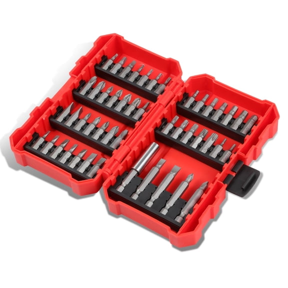 47 Piece CRV Magnetic Bit Holder & Set, 60mm Extension Bar Bit Set with Durable Case, 1 Kit, Red