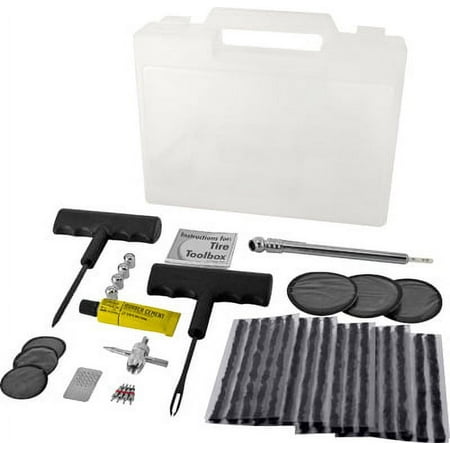 47 Piece Deluxe Tire Repair Tool Box Includes Pencil Gauge Insert & Ra, Each