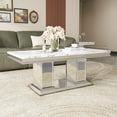thumbnail image 1 of 47" Rectangular Coffee Table, Modern Faux Marble Center Table, Silver Mirror Double-Pillar Stainless Steel Base for Living Room, Home Office, 1 of 6