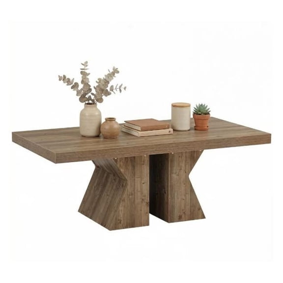 47" Rectangular Coffee Table - Wood Center Table for Living Room - Farmhouse Chic Coffee Tables for Small Space - Rustic Brown Finish