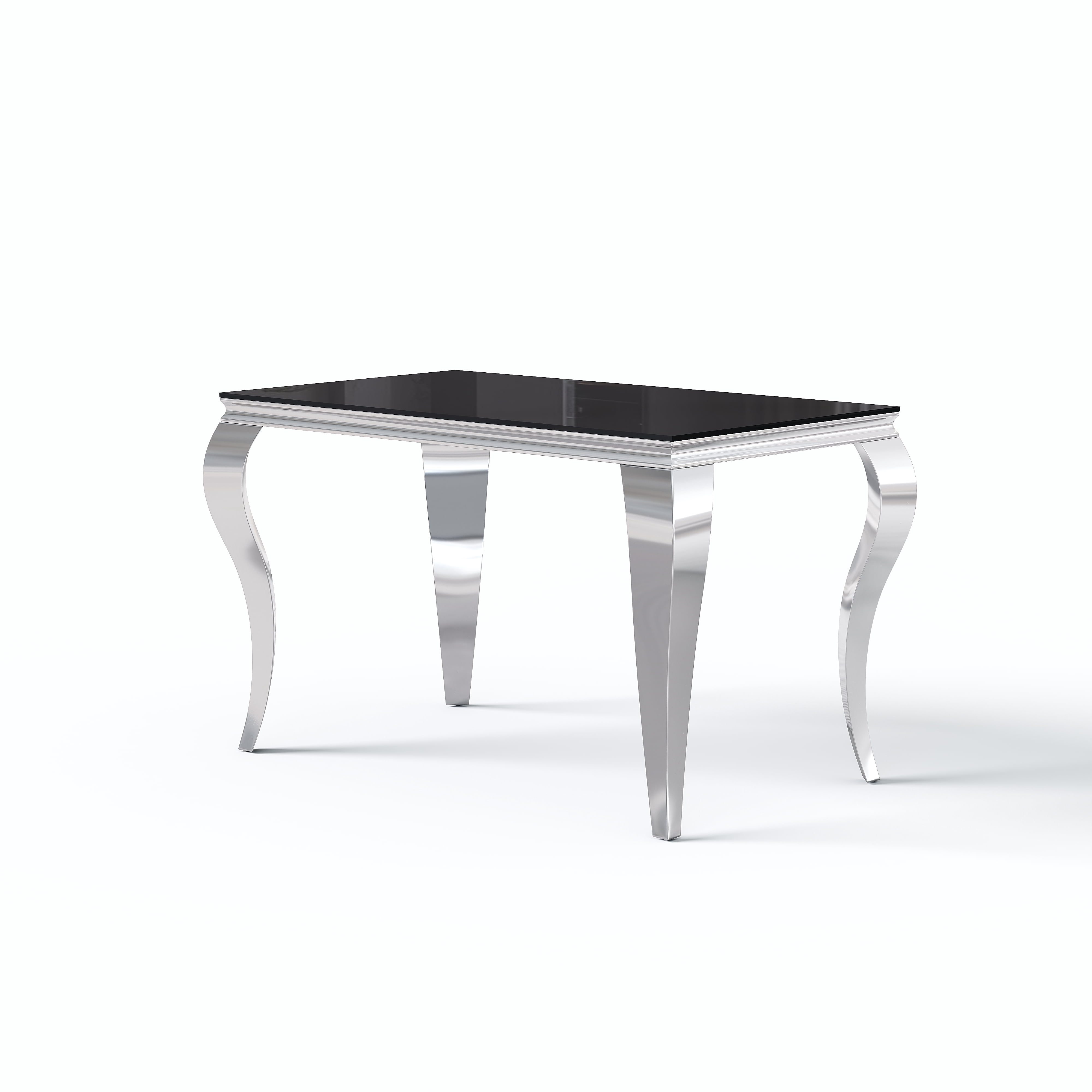 47" Rectangular Glass Dining Table, 10mm Black Tempered Glass Top, S ...