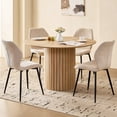 thumbnail image 1 of 47" Round Dining Table Set of 4, Natural Wood Kitchen Table with 4 Beige Boucle Dining Chairs, 1 of 7