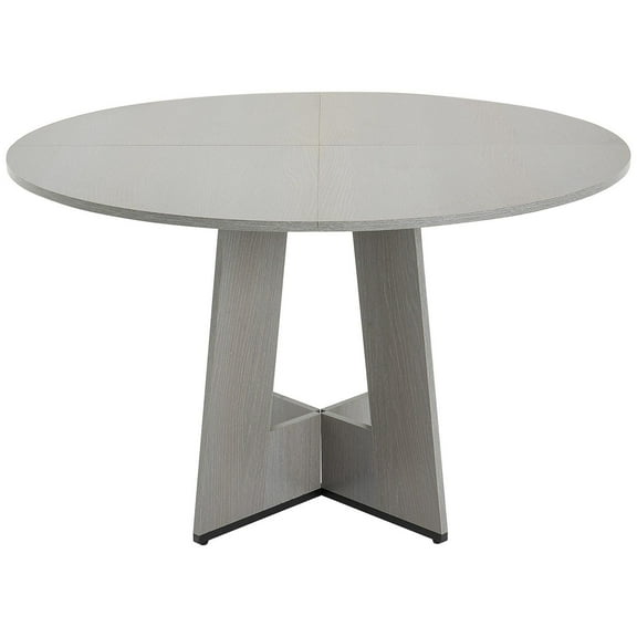 47 in Round Dining Table Wood Kitchen Table for 4-6 Person Grey, MDF Tabletop with Laminate Finish, Sturdy Reinforced Legs, Spacious Surface for Dining, Working, or Leisure, Easy Assembly Only Table