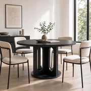 47" Round Dining Table for 4-6 People, 120CM Dining Table Set for 4