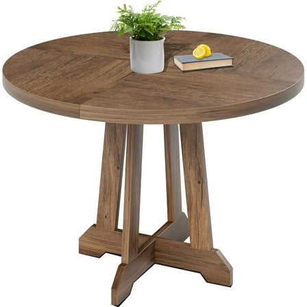 47" Round Wood Dining Table for 4-6 People - Farmhouse Kitchen Table with Adjustable Legs,for Dining Room, Kitchen