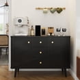 thumbnail image 1 of 47" Sideboard Buffet Cabinet, Entryway Coffee Bar Cabinet with 3 Drawers, Wooden Floor Cupboard, Fluted Media Console Table for Living Room, 1 of 7