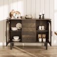thumbnail image 1 of 47" Sideboard Buffet Cabinet with 3 Drawers & Fluted Glass Doors Modern Mid-Century Credenza Storage with Adjustable Shelves for Kitchen, Dining Room, 1 of 9