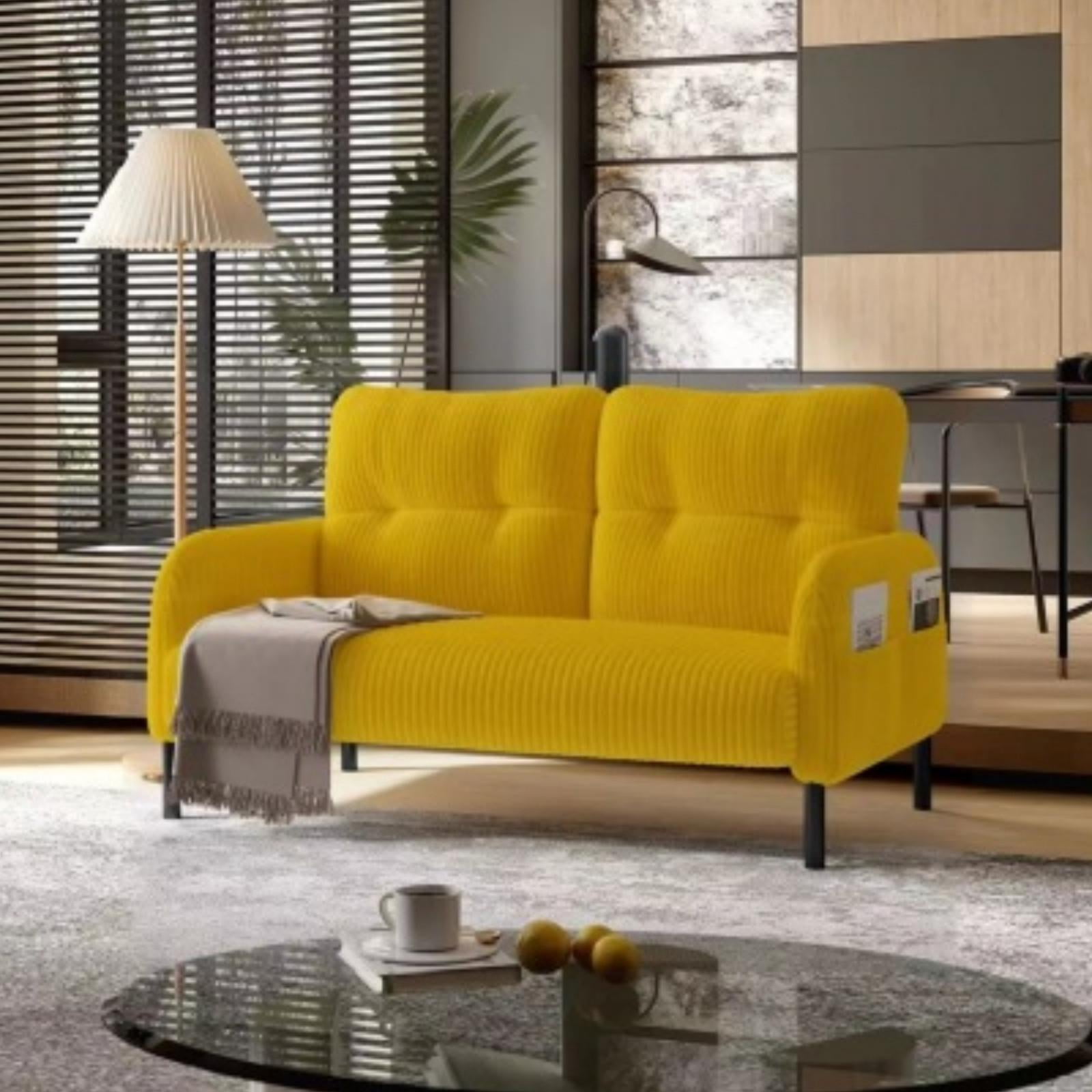 47" Small Loveseat Sofa Couch for Small Spaces,Corduroy Upholstered 2 ...