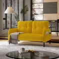 thumbnail image 1 of 47" Small Loveseat Sofa Couch for Small Spaces,Corduroy Upholstered 2-Seater Love Seats for Apartment, Bedroom,Office,Yellow 02, 1 of 8